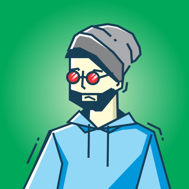 方形脸字符在僵硬的艺术风格插图图片下载