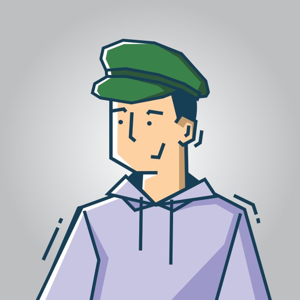 方形脸字符在僵硬的艺术风格插图图片下载