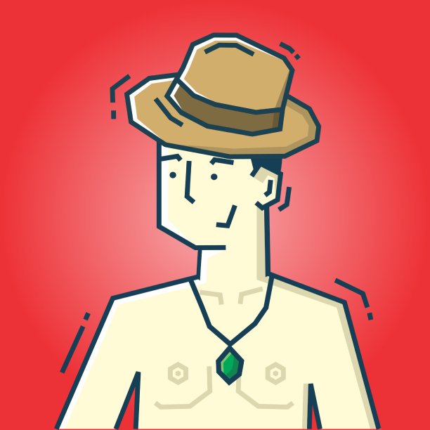 方形脸字符在僵硬的艺术风格插图图片下载