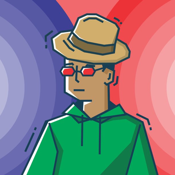 方形脸字符在僵硬的艺术风格插图图片下载