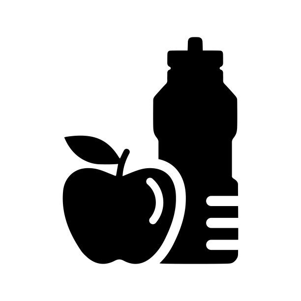 饮食、饮料、健康食品图标。黑色的矢量图形。图片下载