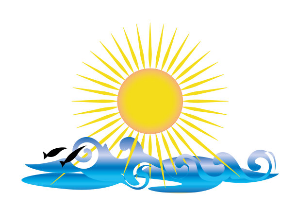 夏日海边休闲度假的抽象插画。图片下载