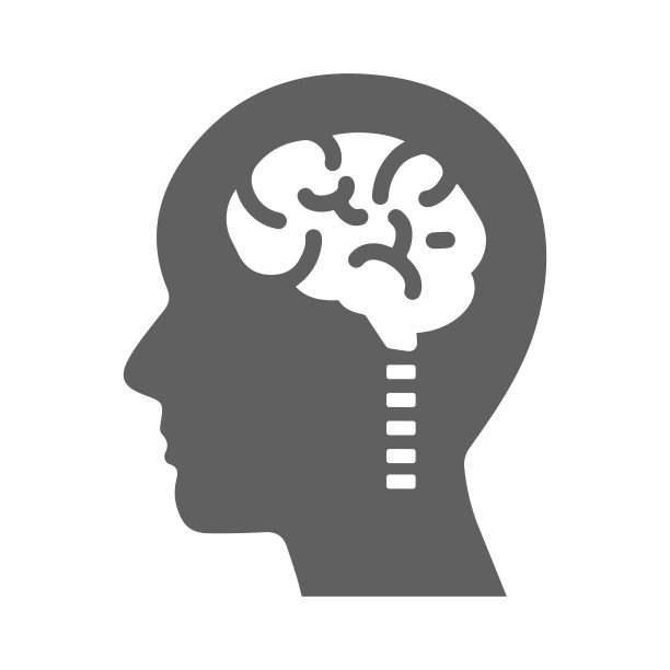 大脑,头图标。灰色的矢量图形。图片下载