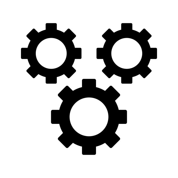 配置,齿轮图标。黑色的矢量图形。图片下载