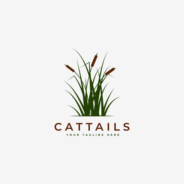 芦苇标志矢量插图设计，香蒲草标志设计灵感图片下载