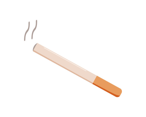 香烟与烟雾涂鸦图标，白色背景上吸烟的香烟矢量插图。图片下载