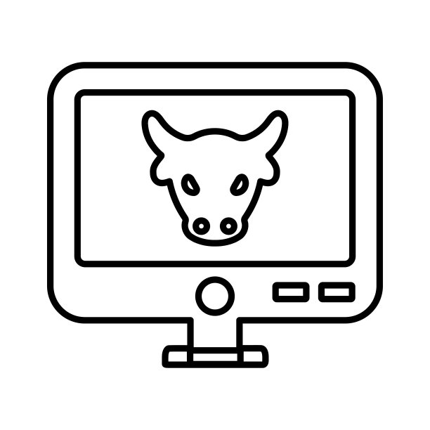 在线，数字奶牛养殖的图标。轮廓向量。图片下载