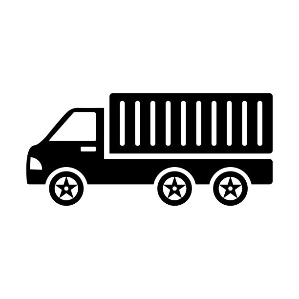 交通、旅行、卡车、车辆图标。黑色版本。图片下载