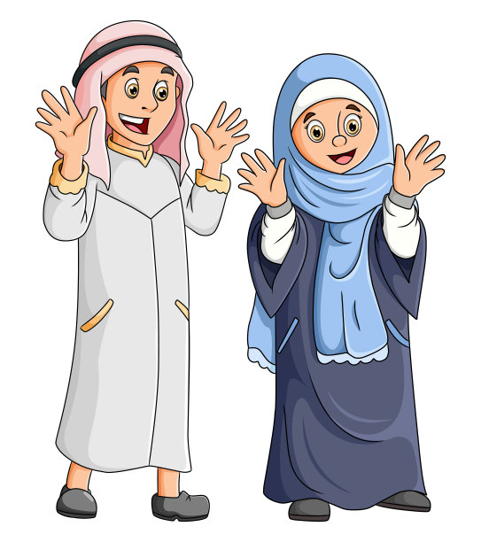 那对阿拉伯夫妇正在庆祝开斋节图片下载