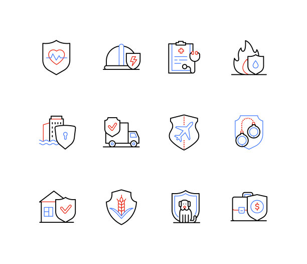 保险和健康保护行图标设计风格图片下载