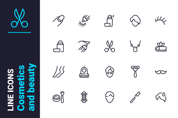 皮肤护理和身体护理程序图标设置图片下载