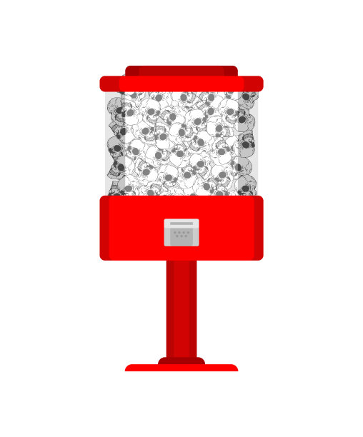 头骨口香糖机被隔离了。致命的糖果机矢量插图。可怕的糖果机图片下载