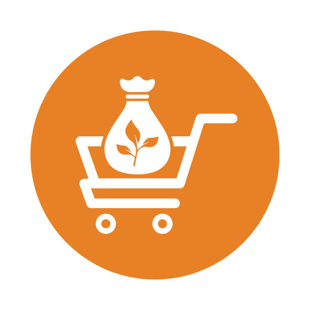 农业，购物车的图标。橘黄色的向量的设计。图片下载