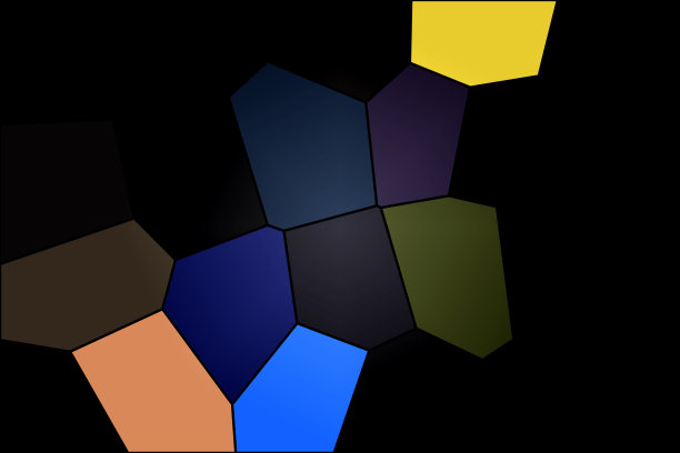 抽象的彩色马赛克瓷砖以数字现代主义艺术的流行色彩表现几何形状，以六角形瓷砖和五角形图案构成现代背景风格的矢量图形图片下载