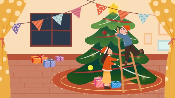 圣诞节情侣卡通图片下载