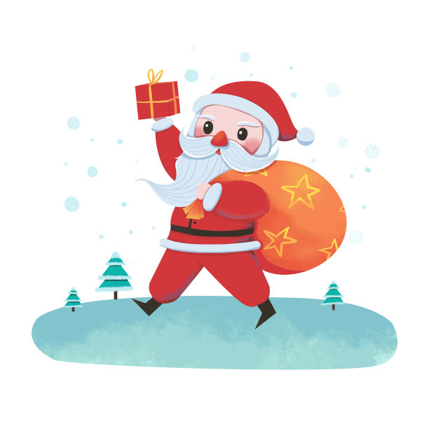 喜庆圣诞节圣诞老人送礼物图片下载