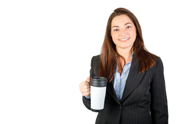 拿着可重复使用马克杯的女人图片下载