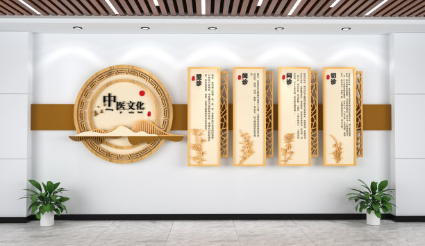 木纹中医养生馆文化墙图片下载