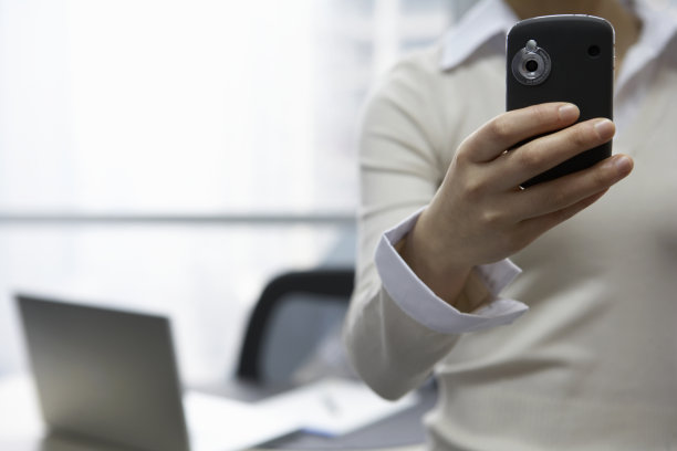 手拿PDA的商务女性图片下载