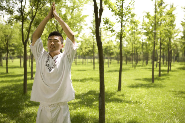 男子公园冥想图片下载