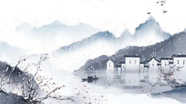 立冬冬天小雪冬至古风山水图片下载