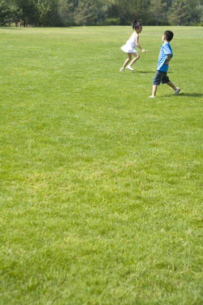 草地上玩耍的小孩图片下载