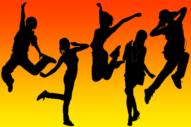 年轻人跳跃剪影图片下载