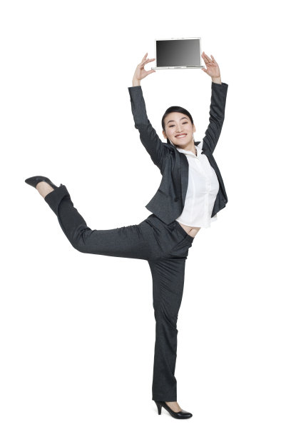 商务女士和笔记本电脑图片下载