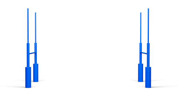 孤立的橄榄球杆与蓝色填塞美国足球球柱3d插图图片下载