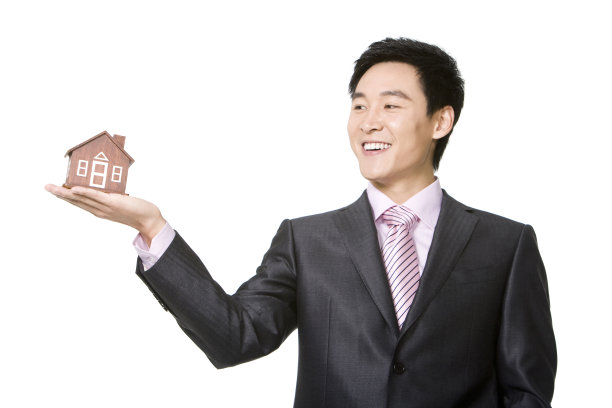 商务男士和房子模型图片下载