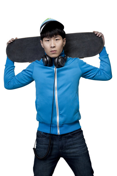 时尚Hip-hop青年和滑板图片下载