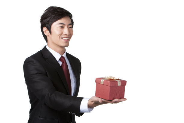商务男士和礼物盒图片下载