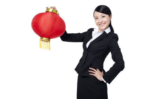 商务女士和红灯笼图片下载