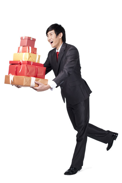 商务男士和礼物盒图片下载