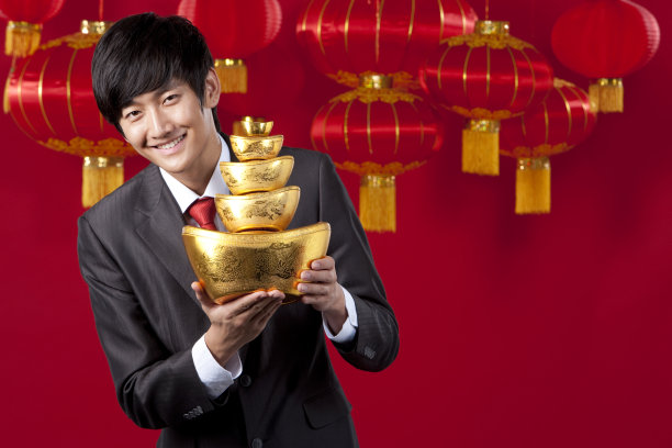 商务人士和金元宝图片下载