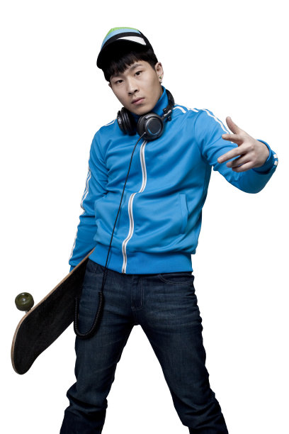 时尚Hip-hop青年和滑板图片下载