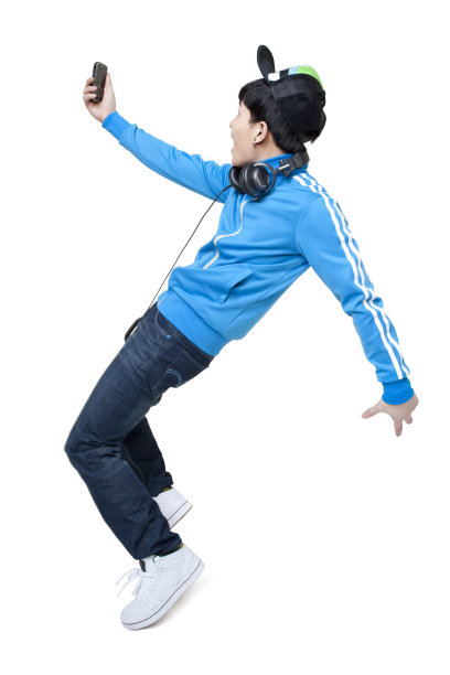 时尚Hip-hop青年男子和手机图片下载