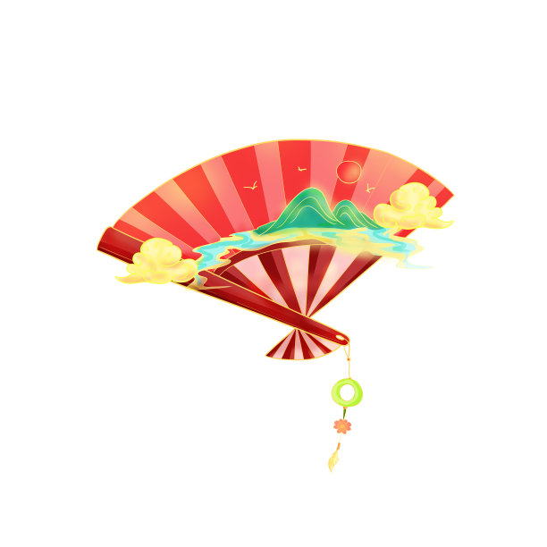 新春过年山水国风扇子图片下载