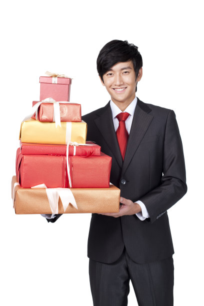 商务男士和礼物盒图片下载