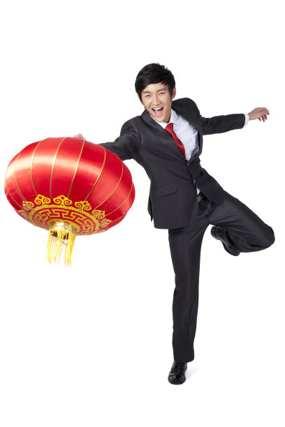 商务男士和红灯笼图片下载