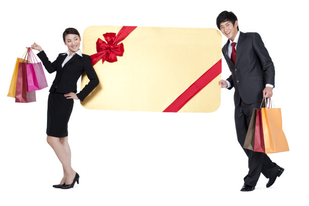 商务人士和礼品卡图片下载