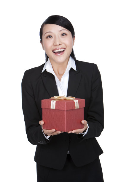 商务女士和礼物盒图片下载
