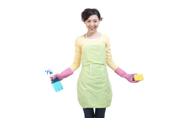 青年女子和清洁用品图片下载