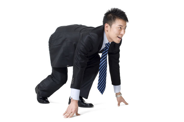 商务人士准备起跑图片下载