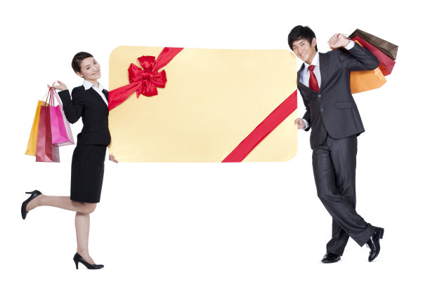 商务人士和礼品卡图片下载