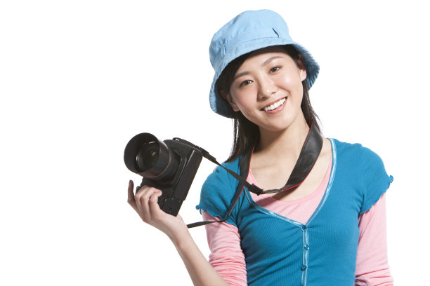 青年女子和相机图片下载