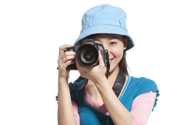 青年女子和相机图片下载