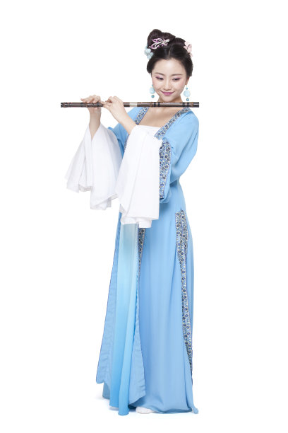 古装女子吹笛子图片下载