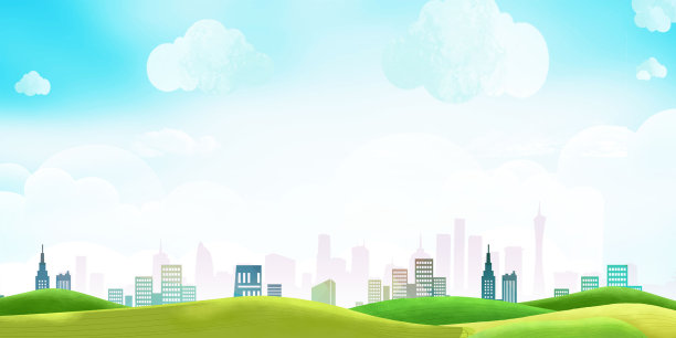 城市建筑绿色草地背景图片下载