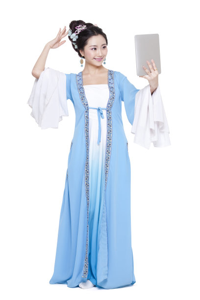 古装美女与平板电脑图片下载